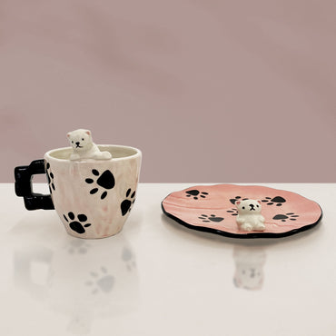 Cute Polar Bear Ceramic Coffee Cup & Saucer Set