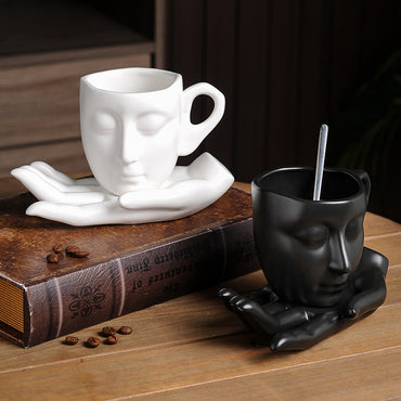 Abstract Ceramic Coffee Cup & Saucer Set
