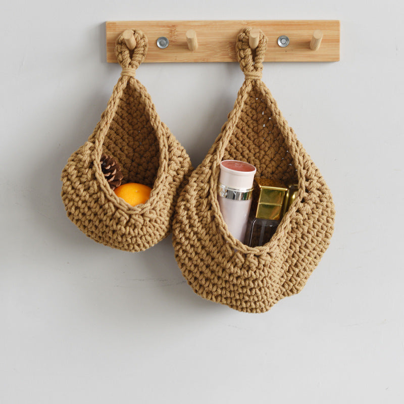Hand Woven Cotton Rope Wall Hanging Storage Bag