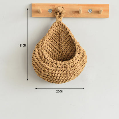 Hand Woven Cotton Rope Wall Hanging Storage Bag