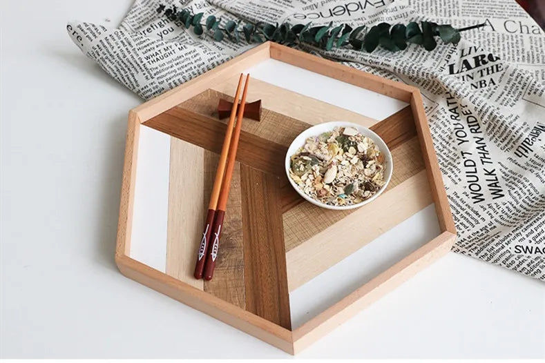 Plateau de service en bois fait main