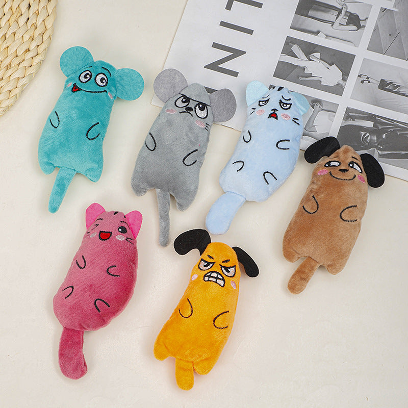Jouet à mâcher en peluche à l'herbe à chat, motif dessin animé, pour chats