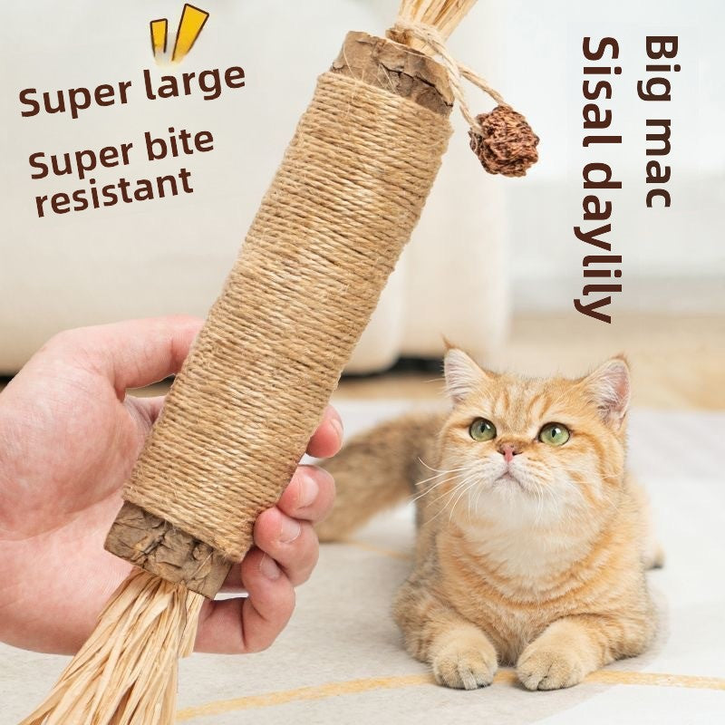 Jouet à mâcher naturel pour chat avec corde en chanvre