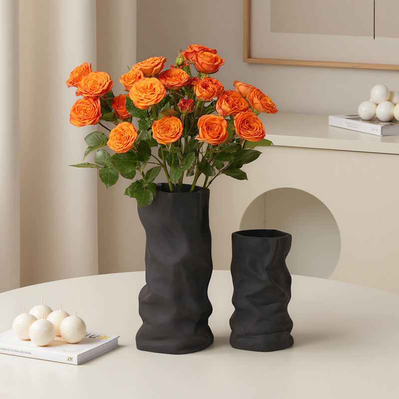 Vase plissé sculpté