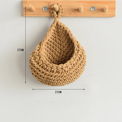 Hand Woven Cotton Rope Wall Hanging Storage Bag