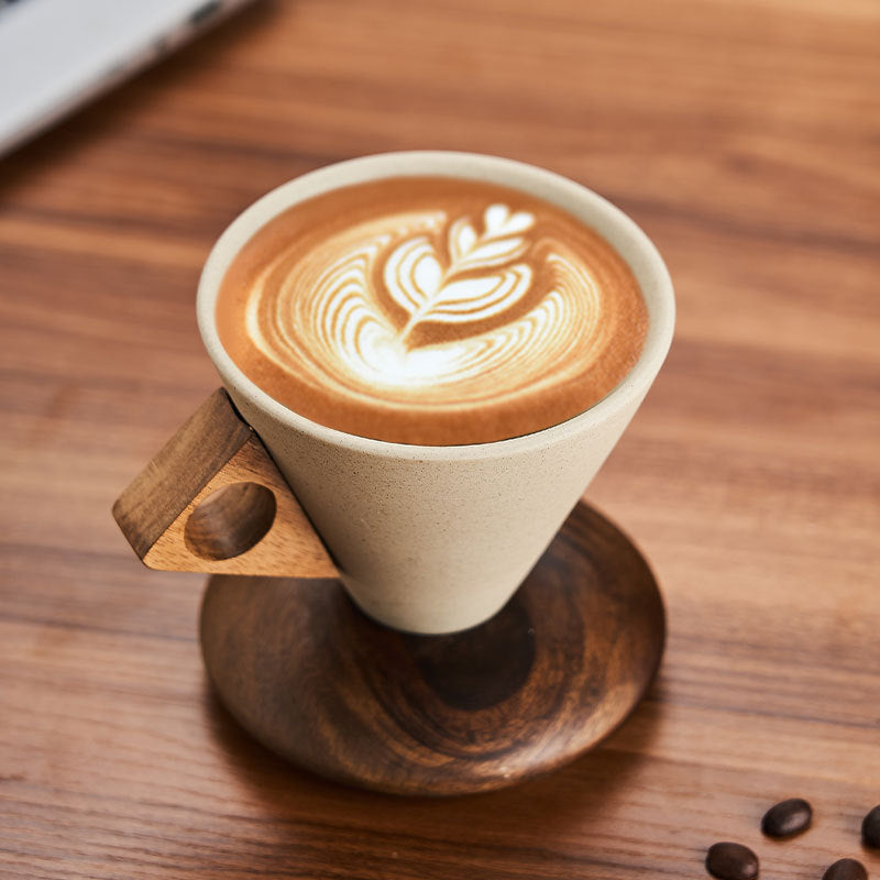 Retro Ceramic Coffee Cup and Saucer Set