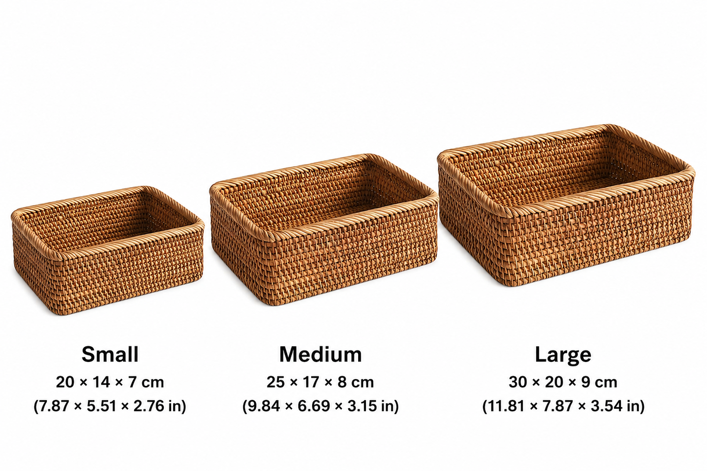 Panier de rangement en rotin tressé à la main