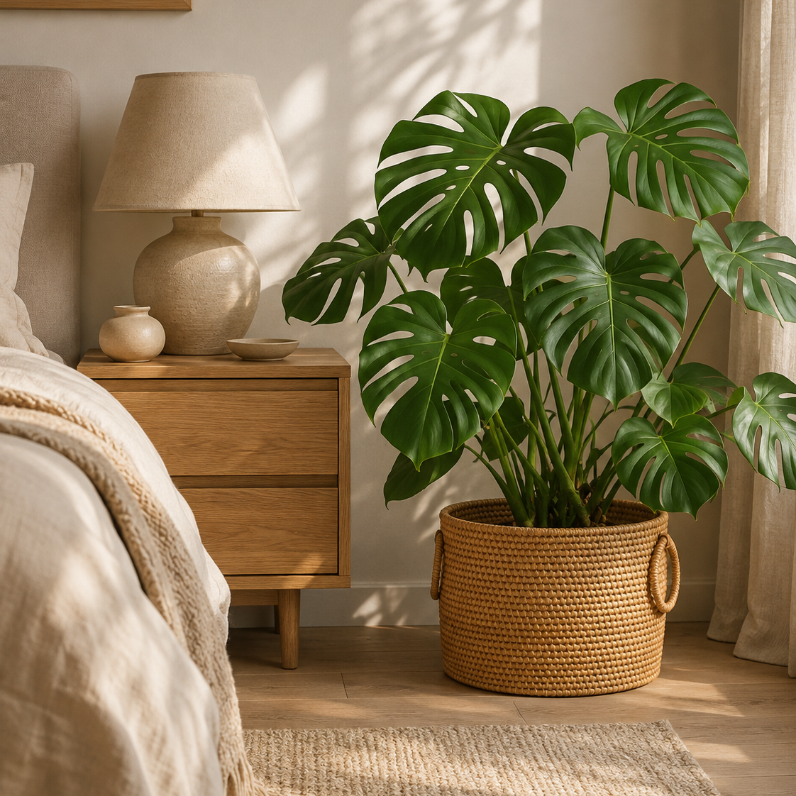 Seau pot de fleurs et organiseur rond en osier