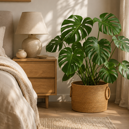 Seau pot de fleurs et organiseur rond en osier