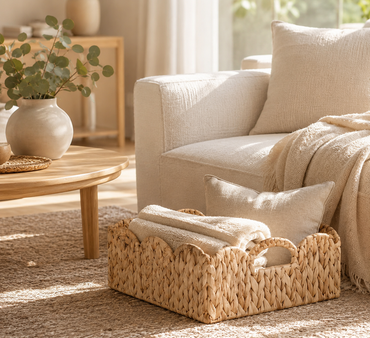 Handwoven Wicker Storage Basket with Wooden Handles