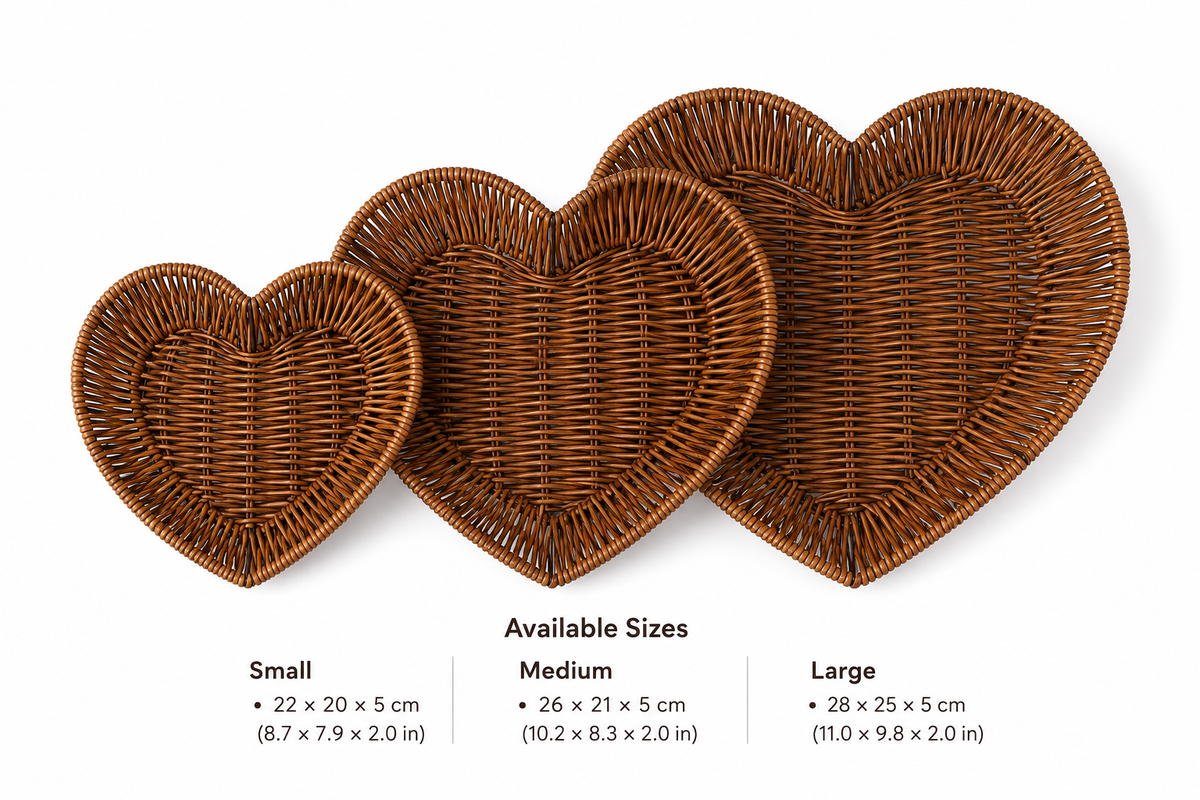 Heart-Shaped Rattan Storage Basket