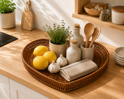 Heart-Shaped Rattan Storage Basket