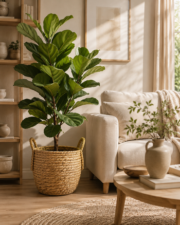 Panier à plantes en jonc de mer tressé à la main avec poignées