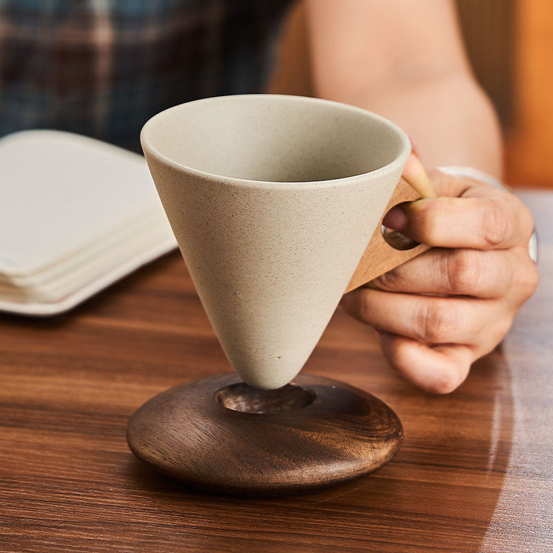 Retro Ceramic Coffee Cup and Saucer Set