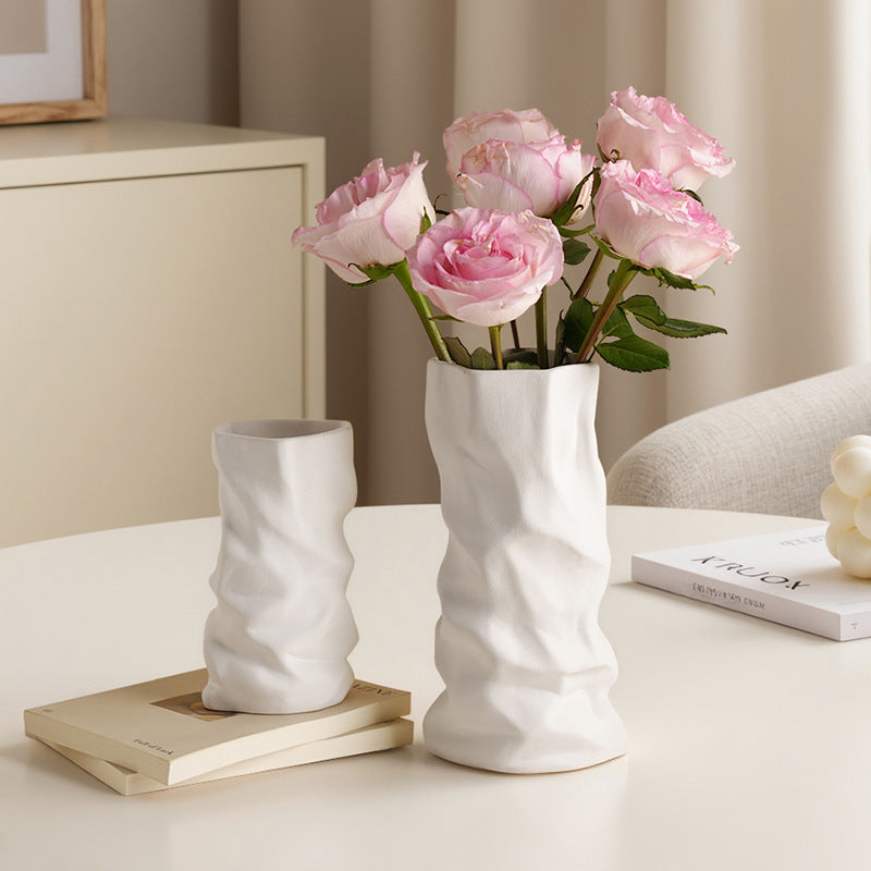 Vase plissé sculpté