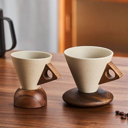 Retro Ceramic Coffee Cup and Saucer Set