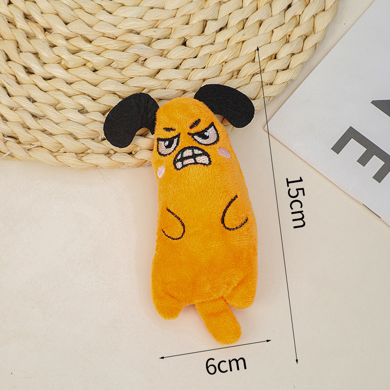 Jouet à mâcher en peluche à l'herbe à chat, motif dessin animé, pour chats