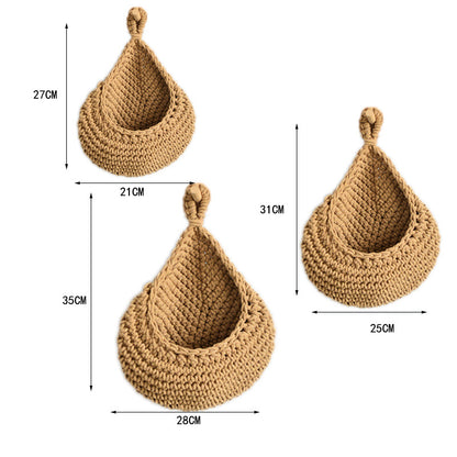 Hand Woven Cotton Rope Wall Hanging Storage Bag