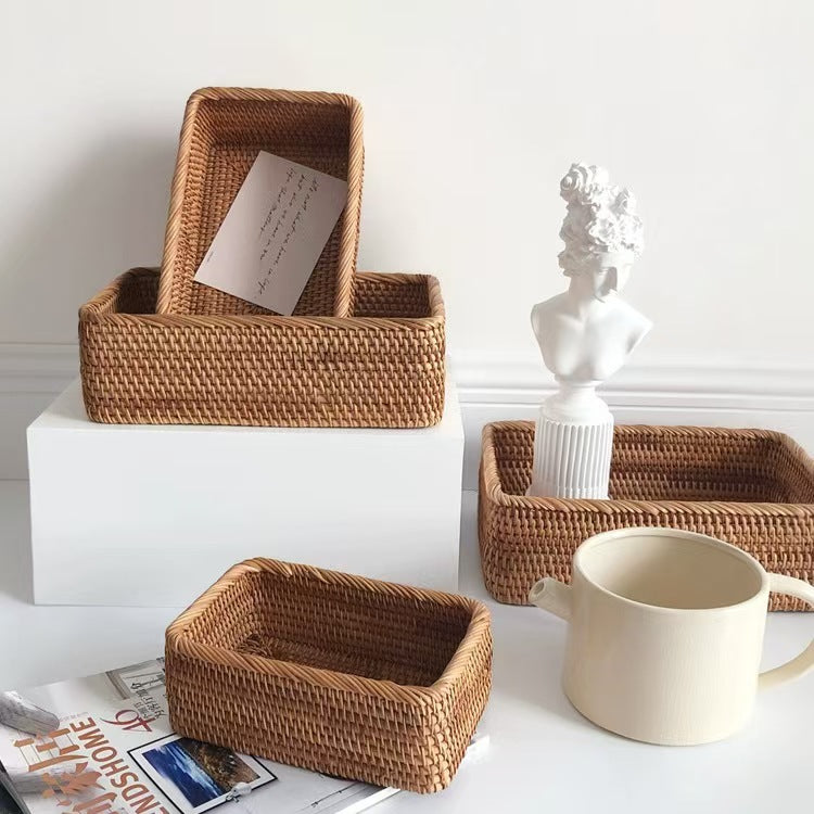 Panier de rangement en rotin tressé à la main