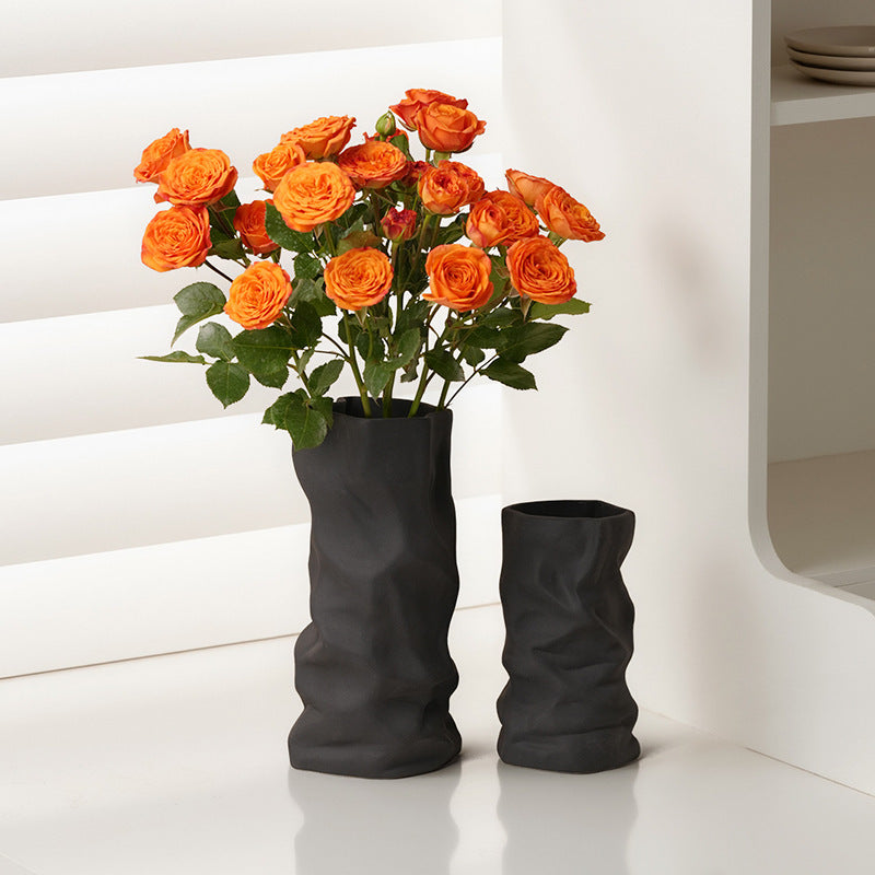 Vase plissé sculpté