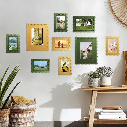Wall with decorative photo frames